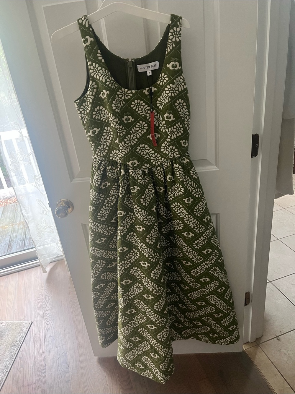 BNWT Hunter Bell Maddy Dress in Jaquard Olive size 2 $140 - Picture 3 of 5